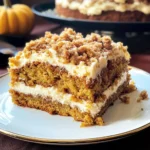 Pumpkin Cake with Cream Cheese and Streusel Topping