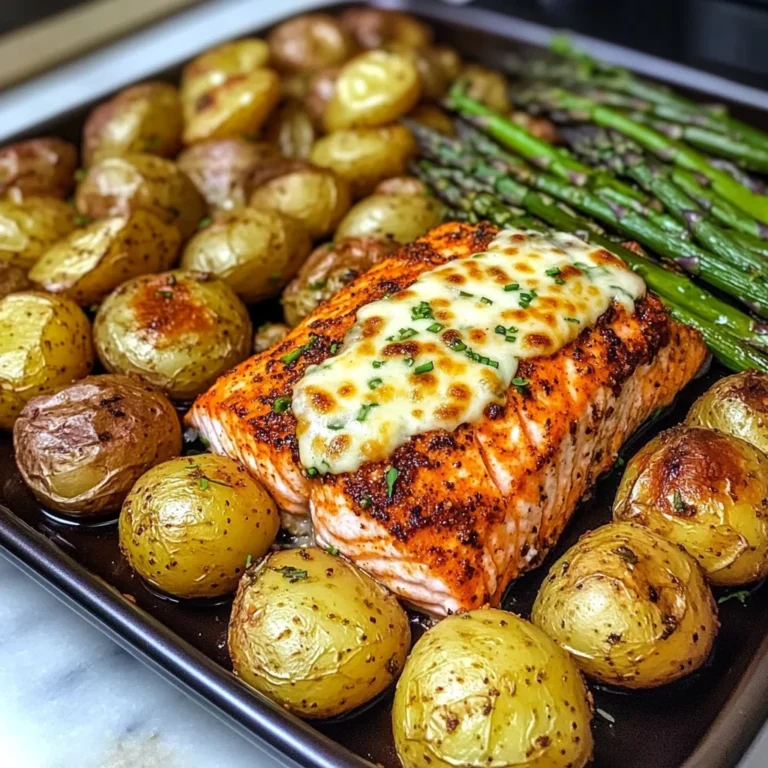 Baked Cajun Salmon with Cheesy Asparagus & Garlic Potatoes