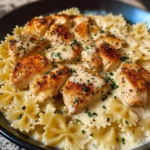Cheesy Garlic Chicken Bowtie Pasta Recipe