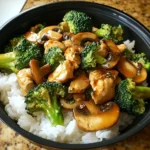 Chicken, Broccoli & Mushroom Stir-Fry with Steamed Rice