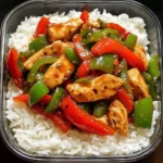 Chicken and Bell Pepper Stir-Fry with Rice