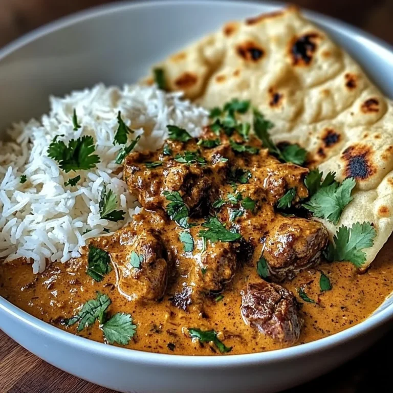 Coconut-Curry Braised Beef with Jasmine Rice & Garlic Naan