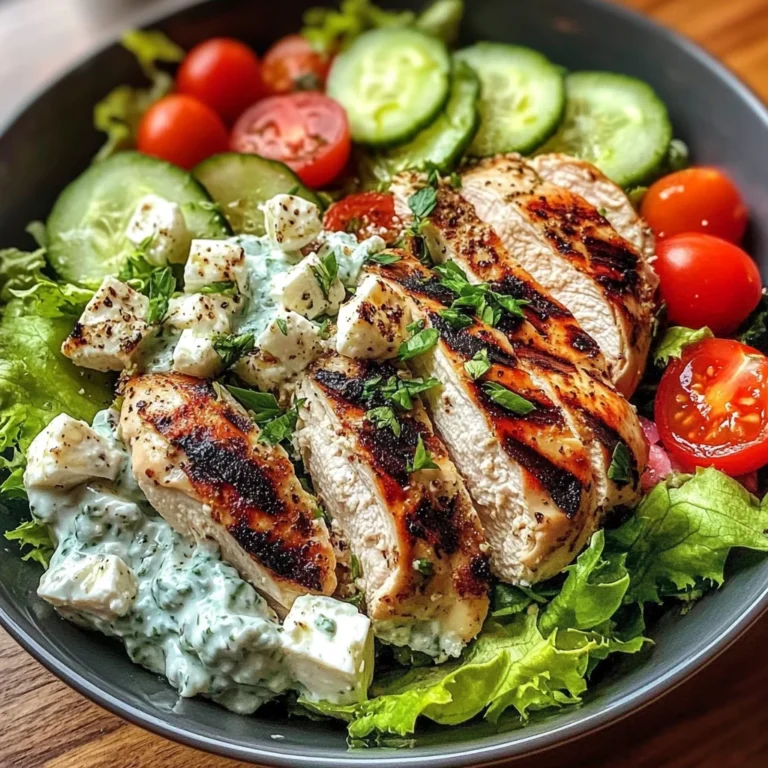 Greek Chicken Salad Bowl with Tzatziki & Feta