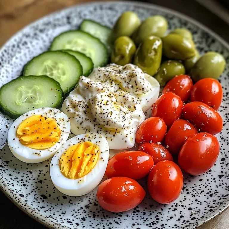 Mediterranean Egg Plate with Fresh Veggies & Cream Cheese