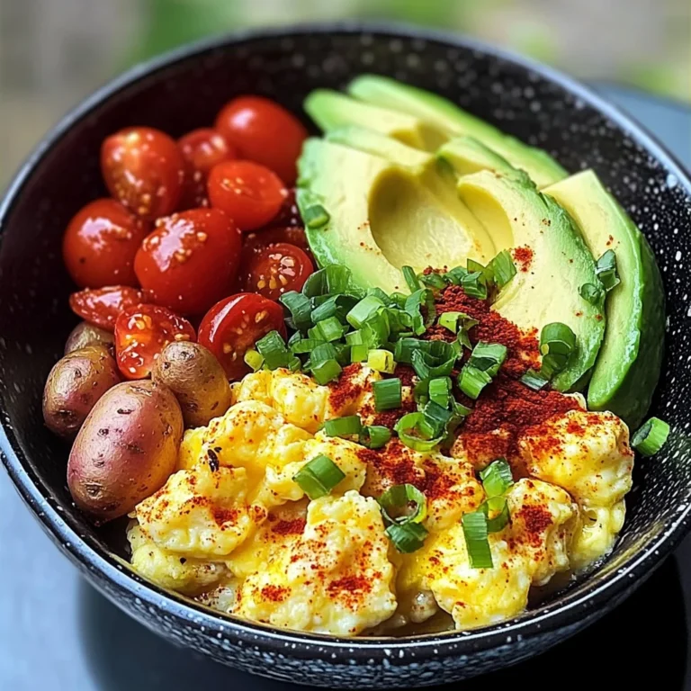 Savory Breakfast Bowl with Scrambled Eggs, Avocado & Baby Potatoes