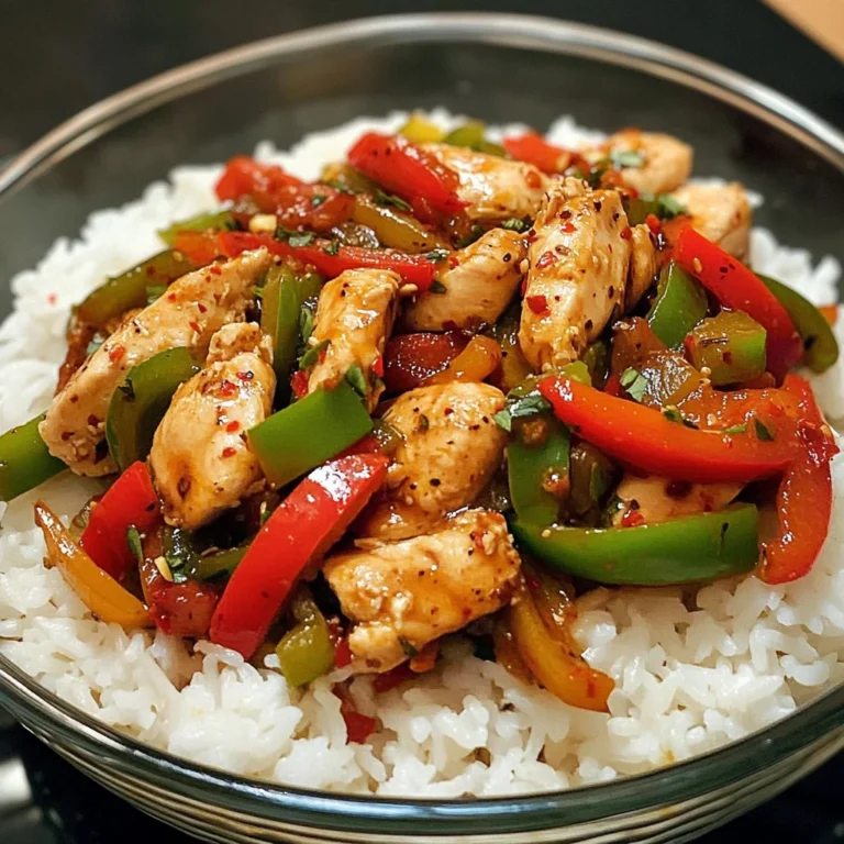 Spicy Chicken Stir-Fry with Peppers & Rice