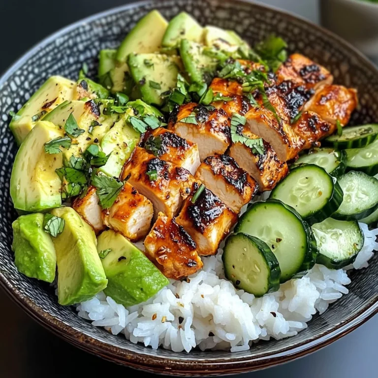 Spicy Grilled Chicken Bowl with Avocado & Cucumber Crunch